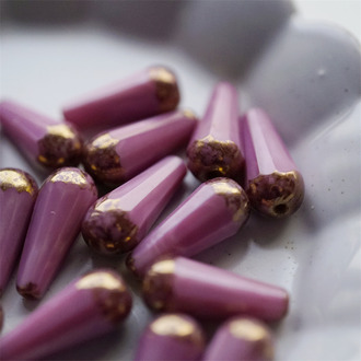 梅子浅粉色金属光泽~分量感切面大号精致水滴捷克珠玻璃琉璃珠 20X8MM