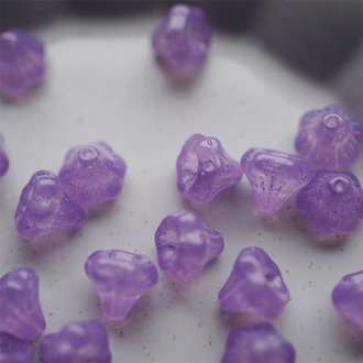 温柔紫色蛋白感微斑驳~风铃花捷克珠玻璃琉璃 9MM