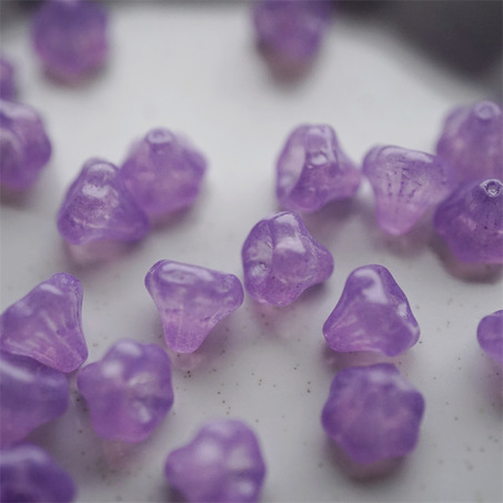 温柔紫色蛋白感微斑驳~风铃花捷克珠玻璃琉璃 9MM-2