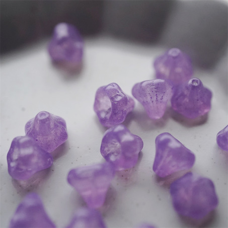 温柔紫色蛋白感微斑驳~风铃花捷克珠玻璃琉璃 9MM-3