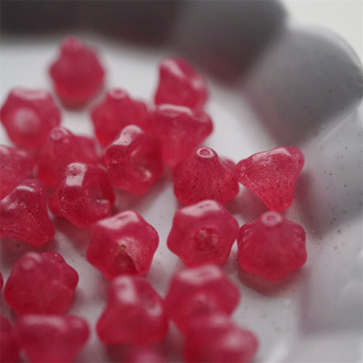 浆果红色微斑驳~风铃花捷克珠玻璃琉璃 9MM