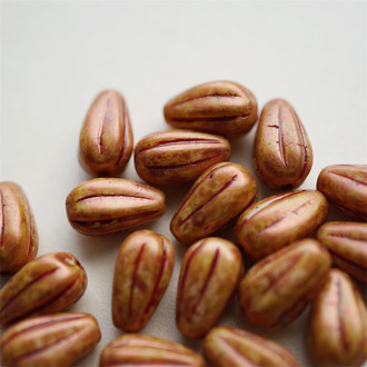 复古斑驳古铜色系~水滴南瓜珠捷克玻璃琉璃 13X8MM