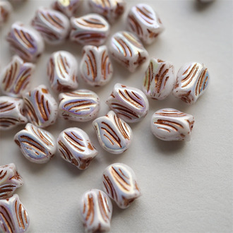 月光白描玫瑰金色~可爱迷你郁金香捷克珠玻璃琉璃 9X7MM