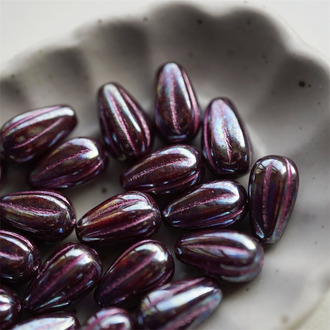 暗黑系斑驳感深色~水滴南瓜珠捷克玻璃琉璃 13X8MM