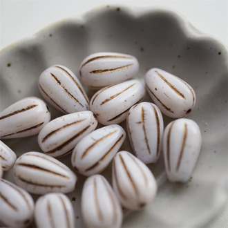 复古古铜白色~水滴南瓜珠捷克玻璃琉璃 13X8MM