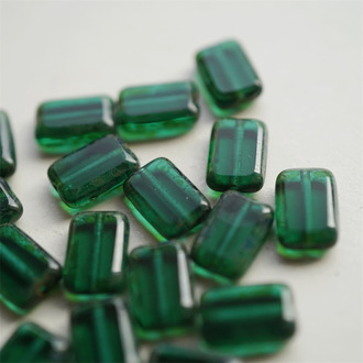 透墨翠绿色~做旧边框长方玻璃捷克珠琉璃 12X8MM