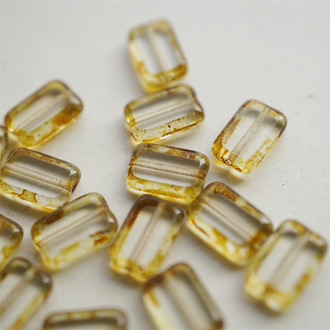 透明色斑驳毕加索~做旧边框长方玻璃捷克珠琉璃 12X8MM