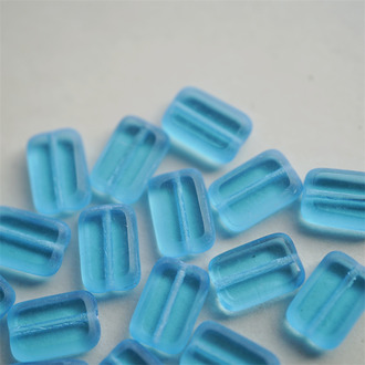 透海蓝~做旧边框长方玻璃捷克珠琉璃 12X8MM