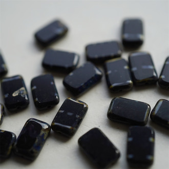 黑色条纹做旧~做旧边框长方玻璃捷克珠琉璃 12X8MM