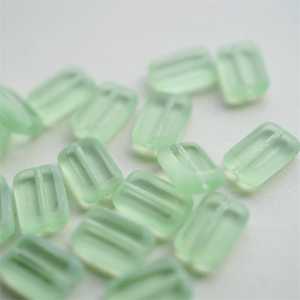 透色萤火绿~做旧边框长方玻璃捷克珠琉璃 12X8MM
