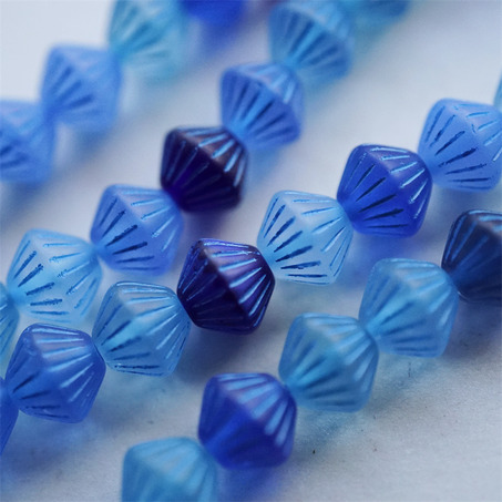 5枚入！MIX蓝色调~菱形立体百搭捷克珠琉璃珠几何风串珠材料 10MM