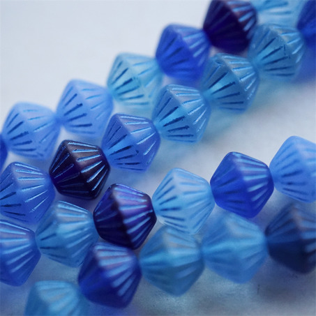 5枚入！MIX蓝色调~菱形立体百搭捷克珠琉璃珠几何风串珠材料 10MM-5
