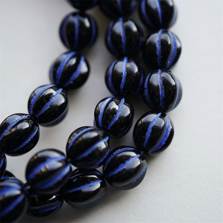 黑色描复古深蓝色~常规南瓜珠玻璃琉璃珠串珠材料 10MM