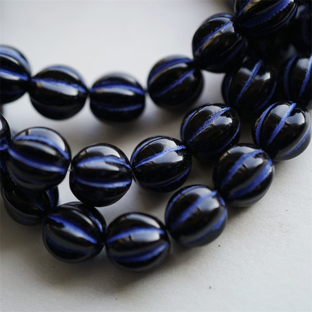 黑色描复古深蓝色~常规南瓜珠玻璃琉璃珠串珠材料 10MM-3