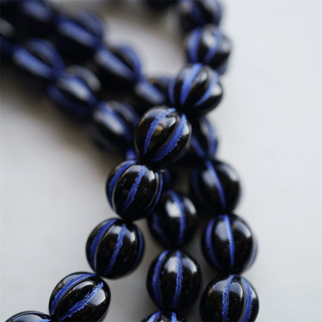 黑色描复古深蓝色~常规南瓜珠玻璃琉璃珠串珠材料 10MM-4