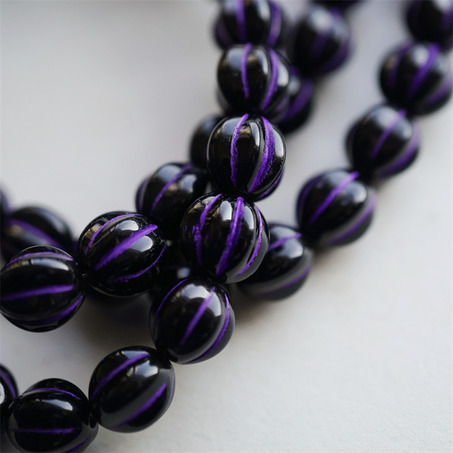 黑色描紫色~常规南瓜珠玻璃琉璃珠串珠材料 10MM-1