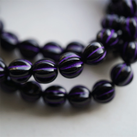 黑色描紫色~常规南瓜珠玻璃琉璃珠串珠材料 10MM-5