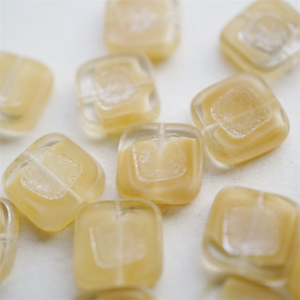 卡其色透明mix~复古方块捷克珠玻璃琉璃珠 14MM