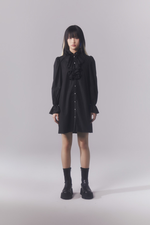 荷叶花边领宫廷衬衫裙