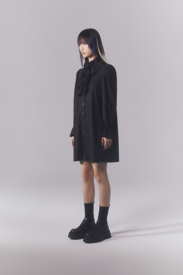 荷叶花边领宫廷衬衫裙