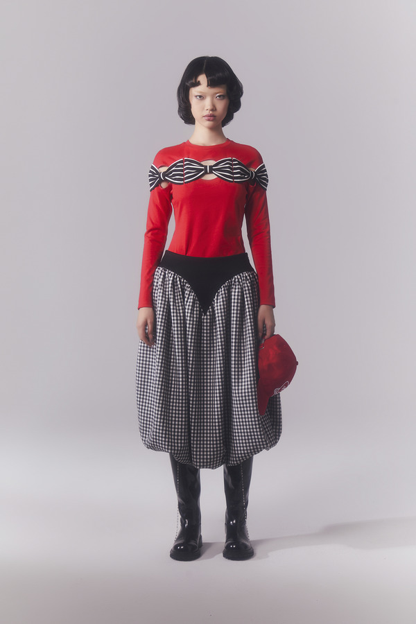 V型腰封花苞长裙