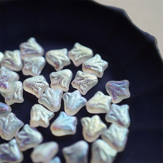 蚀刻月光白幻彩色~捷克玻璃珠琉璃野百合小郁金香珠 9X8MM