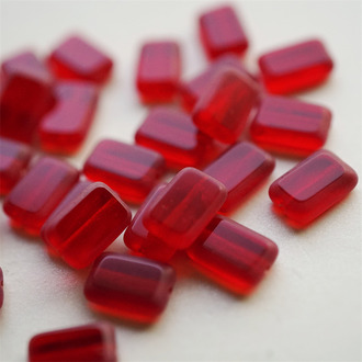 复古宝石红色~做旧边框长方玻璃捷克珠琉璃 12X8MM