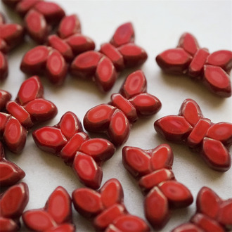 复古洋红色做旧金属边~高定蝴蝶珠玻璃琉璃珠 20X12MM