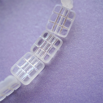 透明幻彩月光白色~华夫格九宫格方块捷克珠玻璃珠琉璃珠 15X13MM