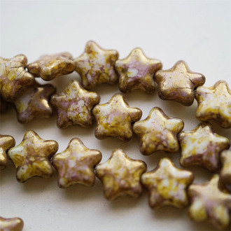 斑驳紫金光泽感做旧色~五角星捷克珠玻璃琉璃珠星星 12MM