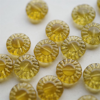 浅琥珀黄描金mix~太阳花扁圆珠捷克珠玻璃琉璃 14MM