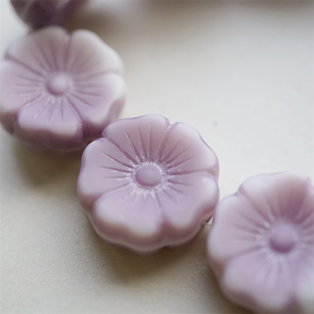 紫白色渐变雾面~夸张常规夏威夷花朵高定款分量感捷克珠玻璃琉璃珠 22MM