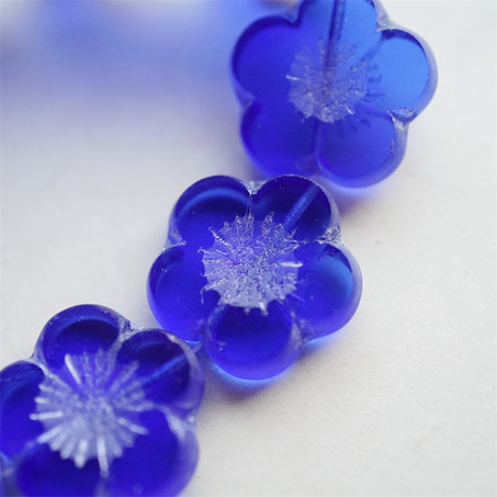 海玻璃蓝~捷克珠夸张大花朵玻璃琉璃珠 21MM-1