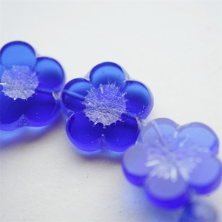海玻璃蓝~捷克珠夸张大花朵玻璃琉璃珠 21MM-4