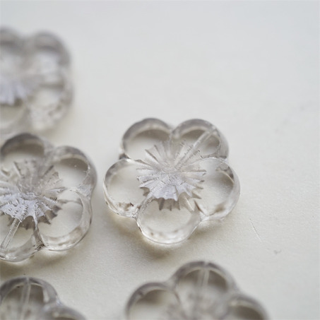 浅银灰色透明斑驳水彩感~捷克珠夸张大花朵玻璃琉璃珠 21MM-4