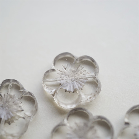 浅银灰色透明斑驳水彩感~捷克珠夸张大花朵玻璃琉璃珠 21MM-5