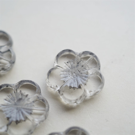 深银灰色透明斑驳水彩感~捷克珠夸张大花朵玻璃琉璃珠 21MM-4