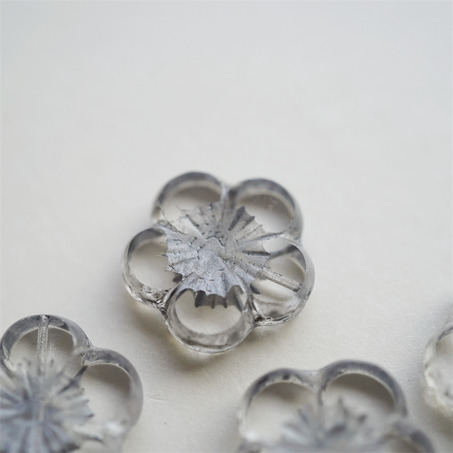 深银灰色透明斑驳水彩感~捷克珠夸张大花朵玻璃琉璃珠 21MM-5