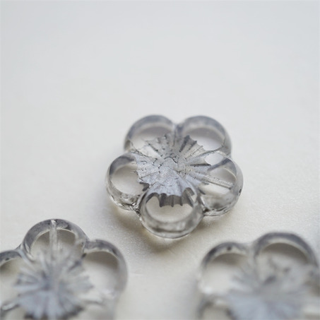 深银灰色透明斑驳水彩感~捷克珠夸张大花朵玻璃琉璃珠 21MM-6