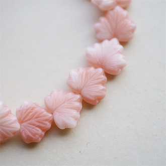 渐变粉白mix~树叶捷克珠玻璃琉璃珠 11X13MM