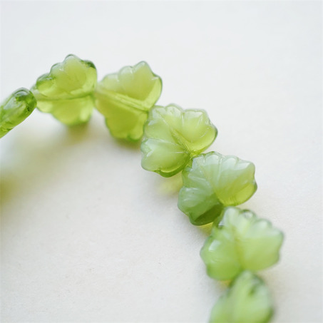 橄榄绿宝石感夹心mix~树叶捷克珠玻璃琉璃珠 11X13MM-4