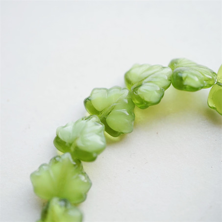 橄榄绿宝石感夹心mix~树叶捷克珠玻璃琉璃珠 11X13MM-5