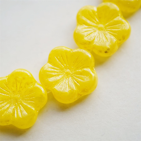 柠檬黄扎染感~捷克珠夸张大花朵玻璃琉璃珠 20MM-2
