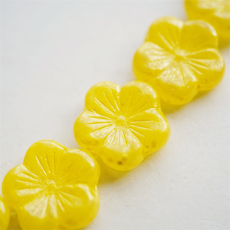 柠檬黄扎染感~捷克珠夸张大花朵玻璃琉璃珠 20MM-3