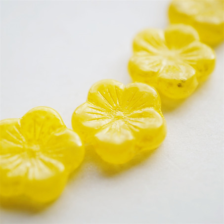 柠檬黄扎染感~捷克珠夸张大花朵玻璃琉璃珠 20MM-5