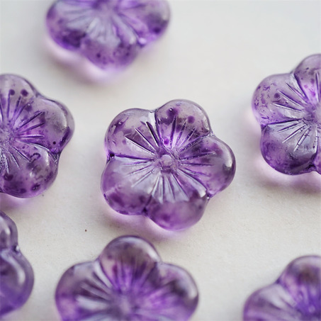 复古紫色扎染感~捷克珠夸张大花朵玻璃琉璃珠 20MM-5