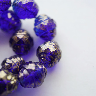 暗夜蓝光泽感~陀螺UFO土星捷克珠玻璃琉璃珠 13X15MM