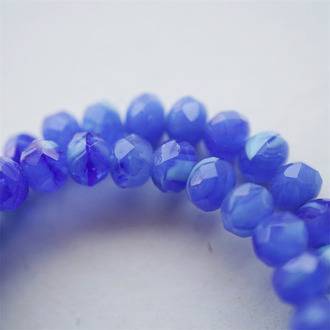 水色钴蓝mix海洋感~切面扁圆捷克珠玻璃珠琉璃珠算盘珠隔珠 9X6MM
