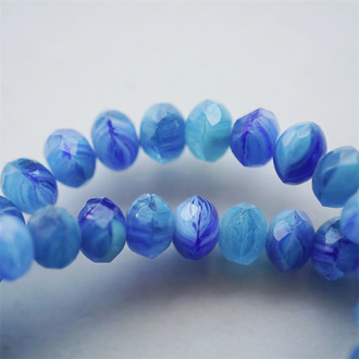 深海蓝绿条纹感mix配色~切面扁圆捷克珠玻璃珠琉璃珠算盘珠隔珠 9X6MM