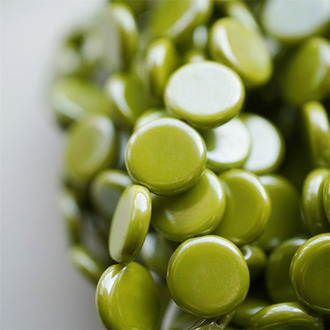 光泽感芥末绿~常规扁圆直孔圆饼硬币捷克珠玻璃琉璃珠 12MM